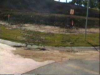 sediment in gutter adjacient to storm water gully.